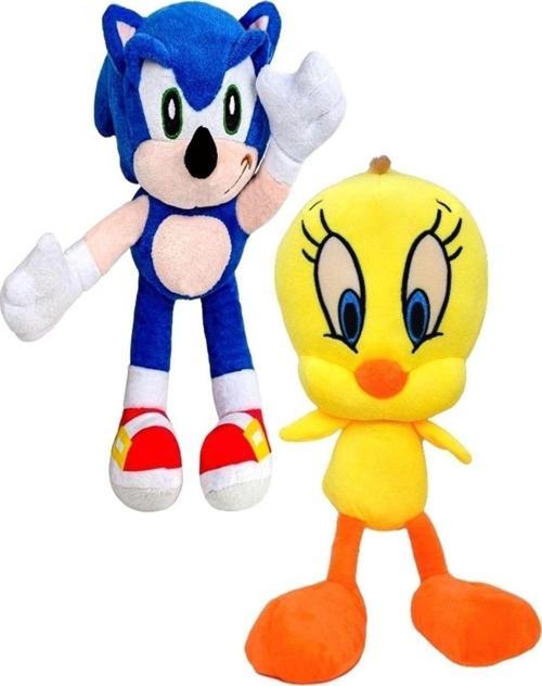 Sevimli 2'li Süper Sonic 30 Cm Ve Tweety Civciv 30 Cm Peluş Oyuncak Seti Uyku & Oyun Arkadaşı