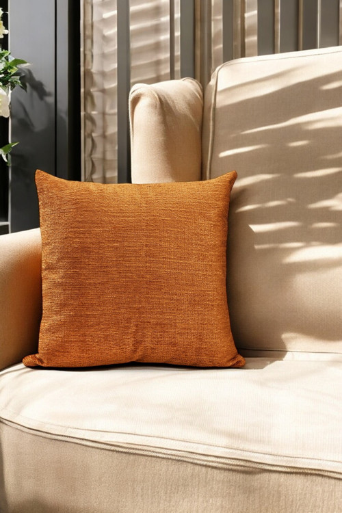 Yün Dokulu Kiremit Dekoratif Kırlent Kılıfı 43x43