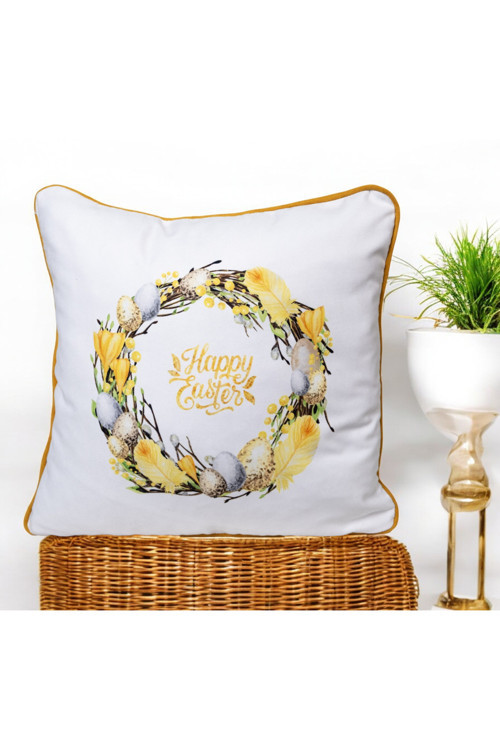 Dijital Baskı Paskalya temalı Biyeli Dekoratif Kırlent Kılıfı 45x45