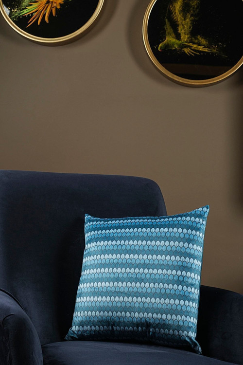 Lüks Kadife 43x43 Cm Kırlent Kılıfı Dekoratif Yumuşak Salon Koltuk Avangart Indigo Mavisi