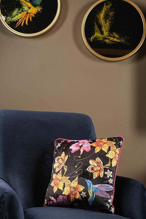 Lüks Kadife 43x43 Cm Kırlent Kılıfı Dekoratif Yumuşak Salon Koltuk Avangart Biyeli Siyah