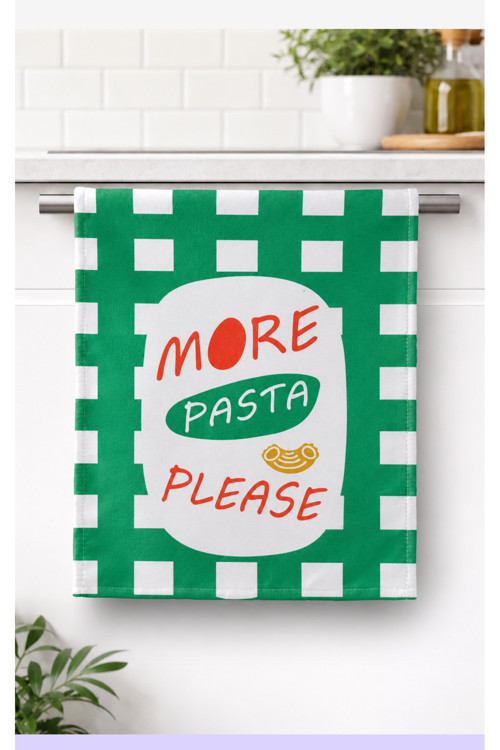PASTA-02 Yeşil Kareli Pasta Desenli Dekoratif Modern Mutfak Havlusu/Kurulama Bezi 35x55