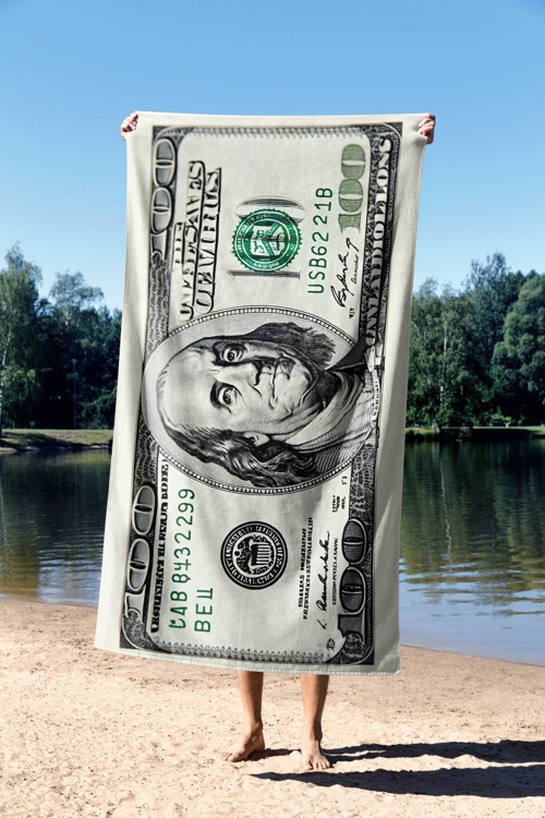 Dolar Desen Dijital Baskı Plaj Havlusu 75X150