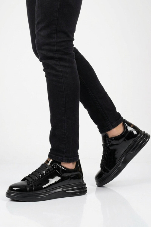Siyah Rugan Modern Sneaker Bağcıklı Hafif Erkek Casual Ayakkabı Magwal M