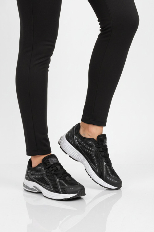 Siyah Beyaz Fileli Hafif Esnek Hafızalı Taban Unisex Spor Ayakkabı Ruth G