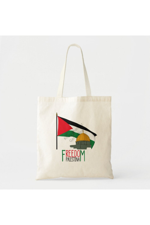 Freedoom Palestina Baskılı Ham Bez Çanta