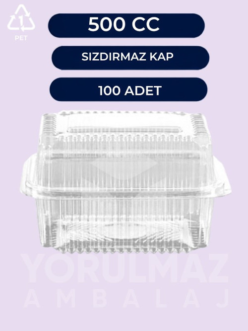 500 Gr Yüksek Kapaklı Sızdırmaz Kullan-at Plastik Kase – Paket Servis & Buzdolabı İçin – 100 ' Lü