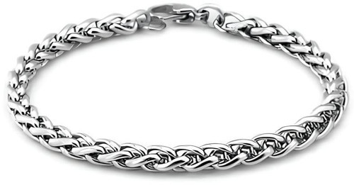 ® Erkek Çelik Bileklik Paslanmaz Gümüş Renk İç İçe Geçmeli Burgulu Angelus Unisex (20 cm-4