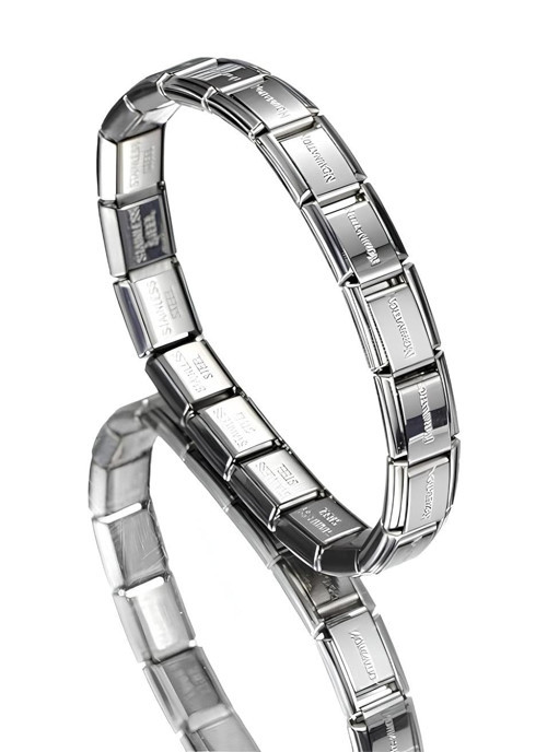 ® Unisex Bileklik Paslanmaz Çelik İtalyan Charm Kişiselleştirilebilir Kadın Erkek Bileklik (17,5cm)