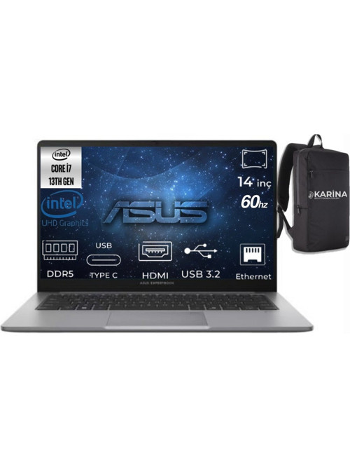ExpertBook P1 i7-13620H P1403CVA-I716512G1D-K13 32GB 2TB UHD Graphics FreeDos 14" Full HD Notebook & Karina Çanta