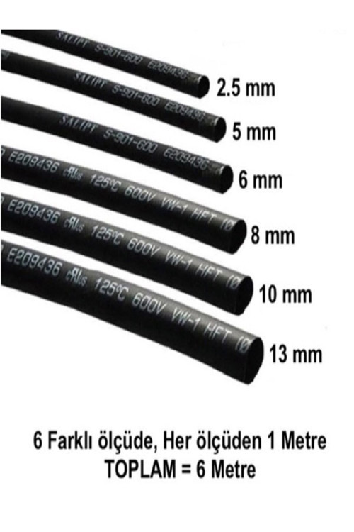 Isıyla Daralan Makaron Kablo Seti (6 Çeşit Herbiri 100 Cm ) Kablo