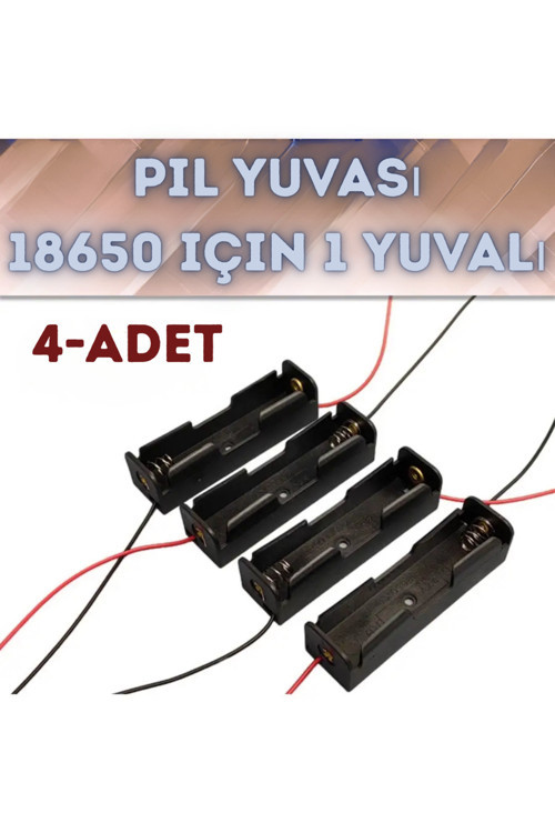 4-Adet 18650 Tekli Pil Yuvası (1 Slot), Kablolu