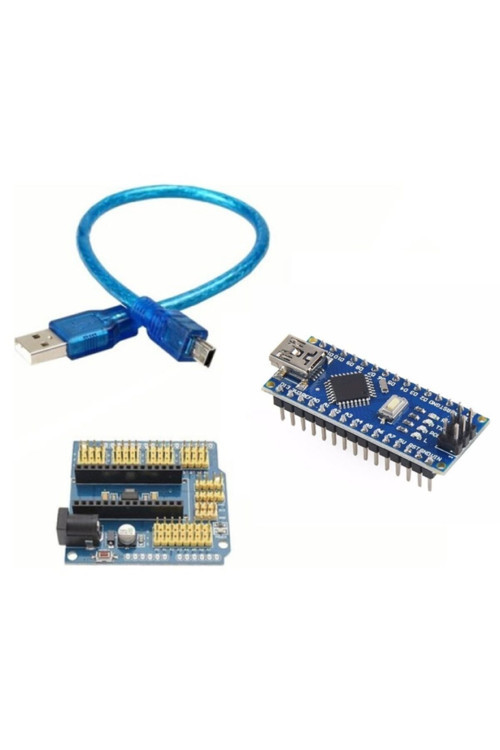 Set Arduino Ikili Set (klon Arduino Nano Ch340 Çip + Arduino Nano Proto Shield)