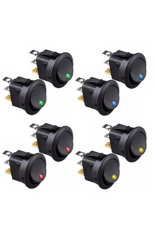 8 Adet 12v Nokta Işıklı 20mm Marin Anahtar