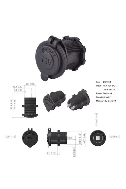 A Kalite Oto Çakmak Fiş Çakmaklık Dişi Pano Tip 30mm Şase Monteli