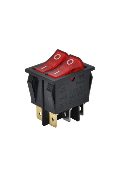 ÇİFTLİ IŞIKLI ANAHTAR KIRMIZI 220V - 5 Adet