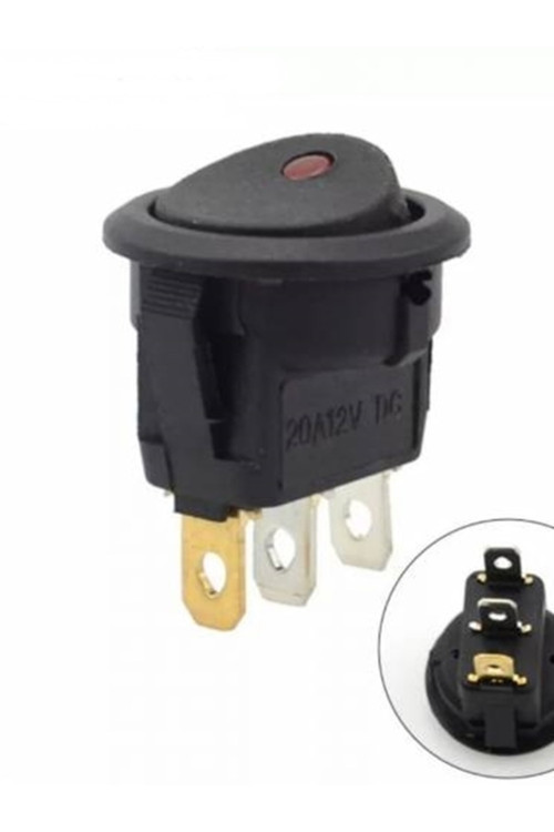 Yuvarlak Nokta Işıklı Anahtar On-off 3p 12v 20a Kırmızı