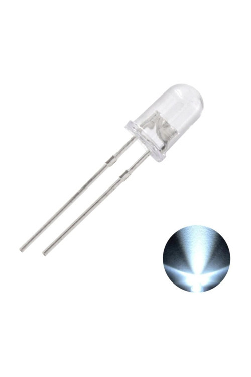 Led 5mm Beyaz Şeffaf 50 Adet