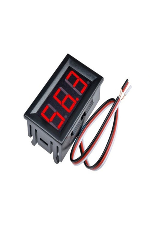 0.56'' 0-100V 3 Kablolu DC Kırmızı Voltmetre