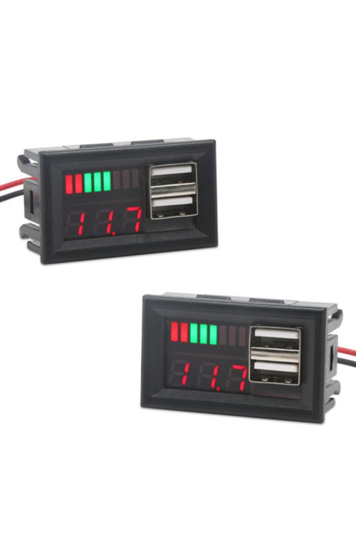 Usb Soketli Voltmetreli Akü Kapasite Göstergesi 12v Pil Uyumlu