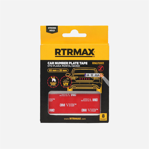 ÇİFT TARAFLI OTO PLAKA MONTAJ BANDI 8 ADET 65 MM * 25 MM RTRMAX