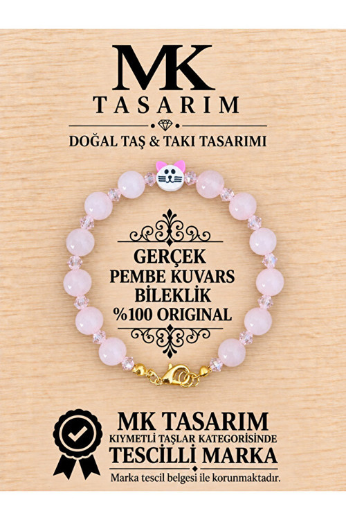 GERÇEK PEMBE KUVARS BİLEKLİK MK.9000.001- RAHATLIK-DİNGİNLİK-ENERJİ- STRES BİLEKLİĞİ-