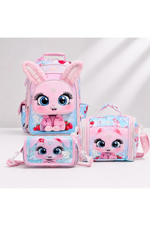 Bunny Sevimli Tavşan Kız Çoçuk 3 Lü Okul Çantası Seti İthal