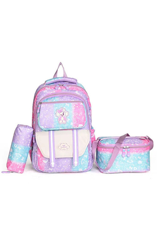 Dört Bölmeli Okul Sırt Çantası+Beslenme+Kalemlik 3 Lü Set