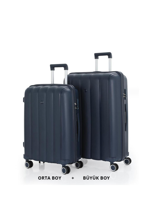 Bavul Büyük Ve Orta 2Li Set Kırılmaz Silikon Valiz V305 Laci