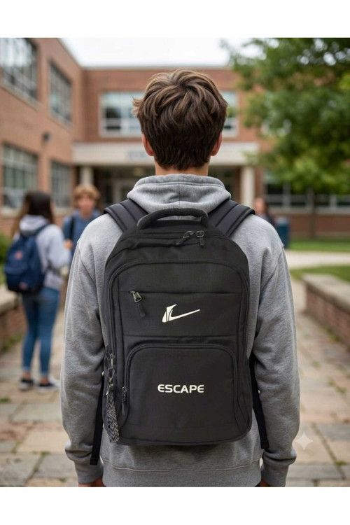 Okul Günlük Hafif Kumaş Laptop Bölmeli 4 Gözlü Sırt Çantası
