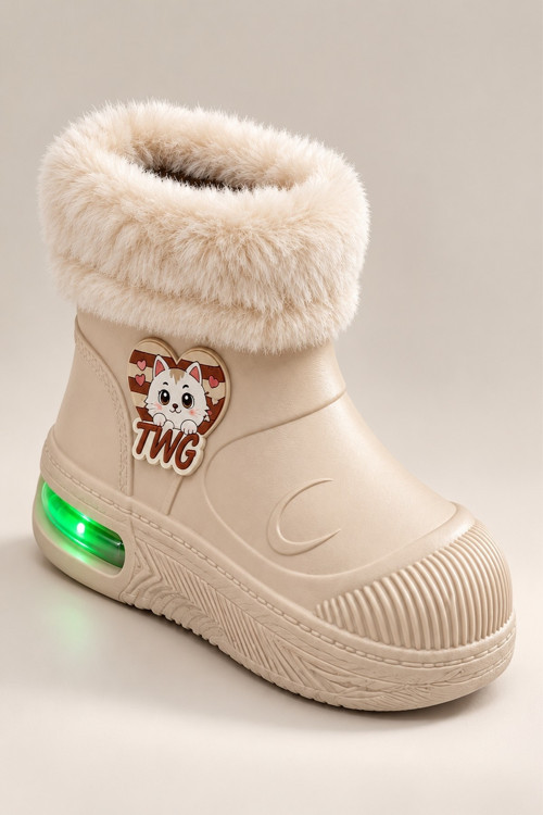 MUPPY Işıklı Kürk Detaylı Unisex Çocuk Günlük Yağmur ve Kar Botu