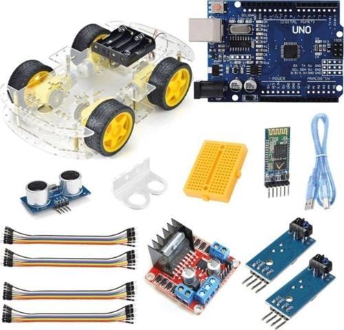 Bluetooth Çizgi Engelden Kaçan Robot Araba Seti - 4wd