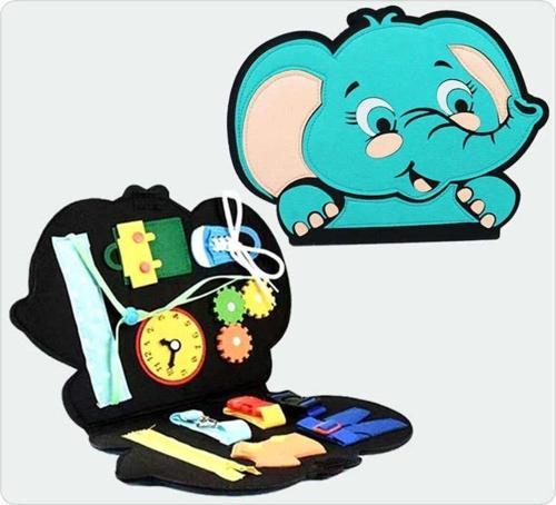 Montessori Keçe Eğitim Çantası Busy Board- Fil Desenli