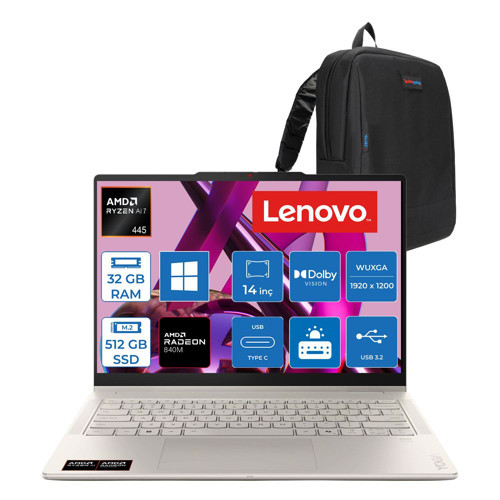 Yoga 7 2-In-1 14AGP11 Amd Ryzen™ Aı 7 445 Aı 32GB Ddr5 Ddr5 512GB SSD 14" Wuxga Dokunmatik (1920X1200) OLED 400NITS WIN11HOME +Yoga® Mouse+Lenovo® Yoga® Pen Gen 2 83TD005QTRH02+ZETTAÇANTA