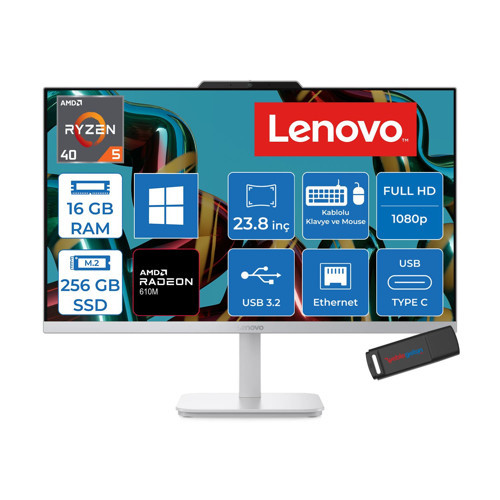 A105 24 Aıo Amd Ryzen™ 5 40 Up To 4.3ghz 16GB Ddr5 256GB SSD Amd Radeon™ 610M 23.8" Fhd (1920X1080) IPS Anti-Glare 250NITS, WIN11PRO Allınone Bilgisayar F0JS000JTRP01+ZETTAUSBBELLEK