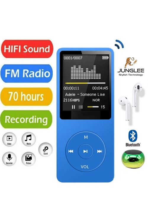 8Gb Dahili Hafızalı Bluetoothlu Mp3-Mp4 Çalar Ses Kayıt Fm Radio Dahili Hoparlör Ekranlı Müzik Çalar