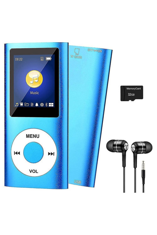Metal Mp3 Çalar Dijital Ekranlı Mp4 Player Ses Kayıt Fm Radyo 32Gb Hafıza Kartı Hediye