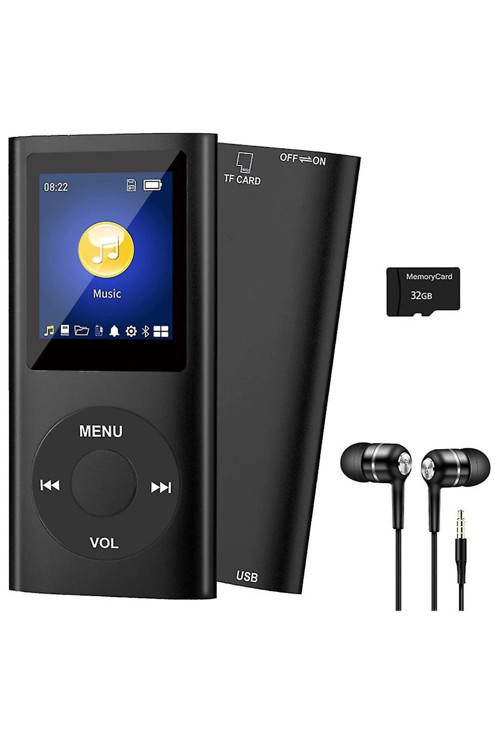 Metal Mp3 Çalar Dijital Ekranlı Mp4 Player Ses Kayıt Fm Radyo 32Gb Hafıza Kartı Hediye