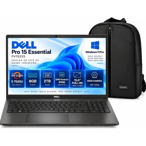 Pro 15 Essential PV15255 Ryzen 5 7520U 8 GB Ram 2tb SSD Radeon 610M 15.6" Full Hd Notebook Windows 11 Pro + Snertech Çan
