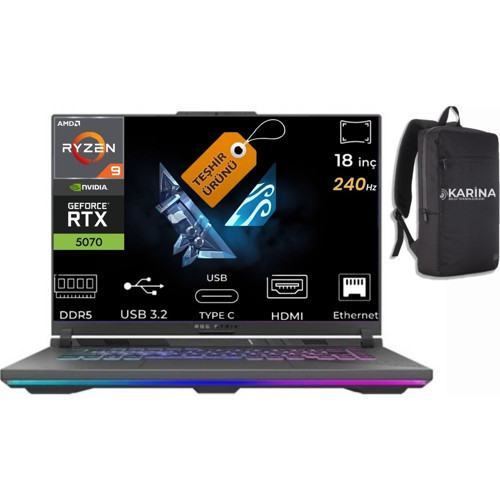 Rog Strix G18 Amd Ryzen 9 8940HX G814PP-S9006W-K02 32GB 1tb RTX5070 8gb W11HOME 18" 240Hz Wqxga Taşınabilir Bilgisayar