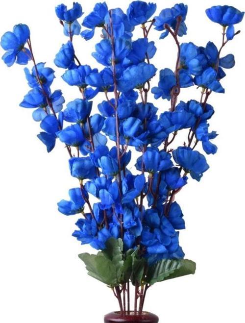 Yapay Çiçek Bahardalı Japon Kiraz Çiçeği 7 Dallı 57cm MAVİ Koyu