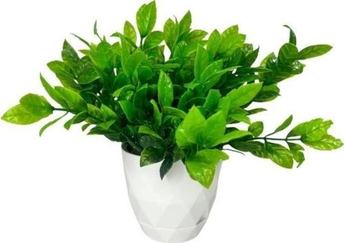 Yapay Çiçek Beyaz Saksıda Nane Dekoratif Masa Çiçeği 25cm