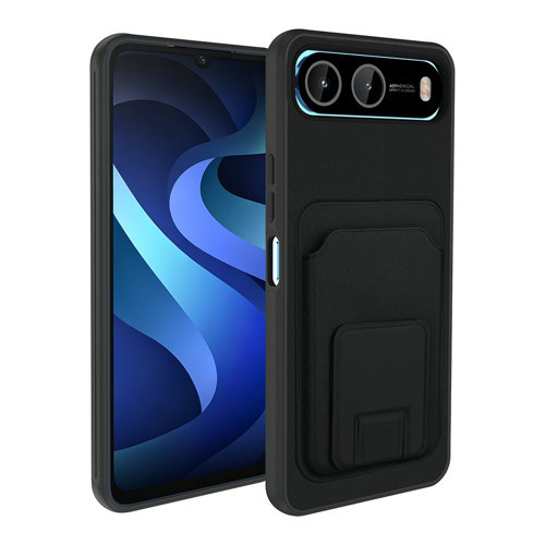 İnfinix Hot 60i 5G Kılıf Kartlıklı TPU MKST Bikart Kapak - Siyah