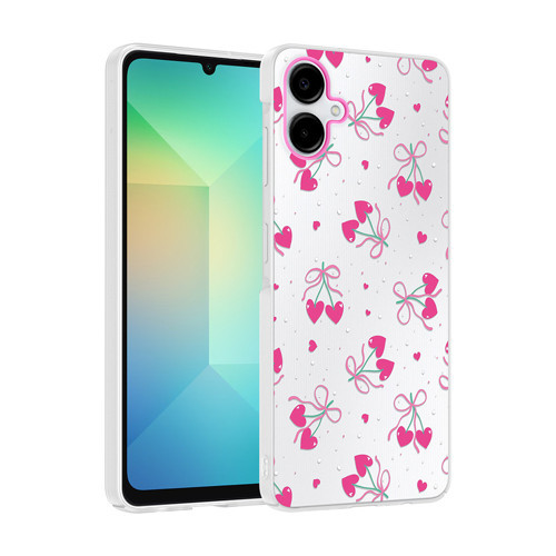 Galaxy A06 Kılıf Kamera Korumalı Desenli MKST Klip Kapak - Kalpli Kiraz