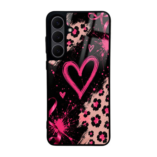 Galaxy S25 FE Kılıf Kamera Korumalı Desenli MKST Lusi Kapak - Pembe Kalp