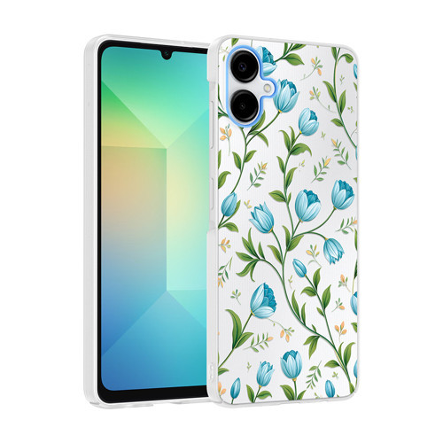 Galaxy A06 Kılıf Kamera Korumalı Desenli MKST Klip Kapak - Mavi Lale