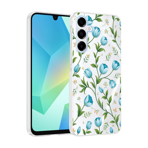 Galaxy A17 Kılıf Kamera Korumalı Desenli MKST Klip Kapak - Mavi Lale