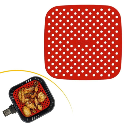 ® Siyah Isıya Dayanıklı Yıkanılabilir Silikon Fırın Ve Airfryer Kare Model Pişirme Matı 21,5 C