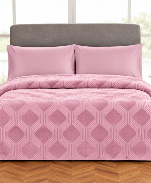 Trendy Embos Çift Kişilik Battaniye (220x240)-Art Deco Menekşe Yeni