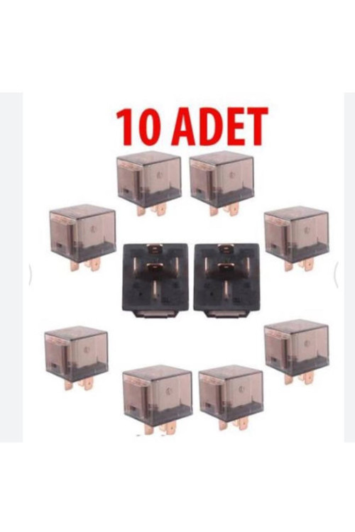 10 Adet 12V 5 Uçlu 40 Amper Led Işıklı Mini Şeffaf Röle